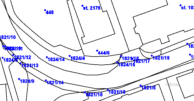 Parcela st. 444/6 v KÚ Vrchlabí, Katastrální mapa