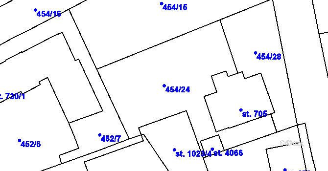 Parcela st. 454/24 v KÚ Vrchlabí, Katastrální mapa