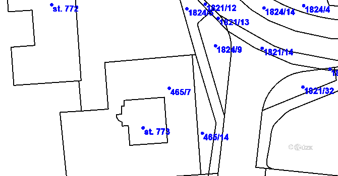 Parcela st. 465/7 v KÚ Vrchlabí, Katastrální mapa