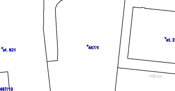 Parcela st. 467/1 v KÚ Vrchlabí, Katastrální mapa