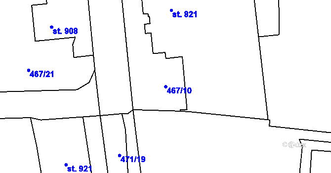 Parcela st. 467/10 v KÚ Vrchlabí, Katastrální mapa