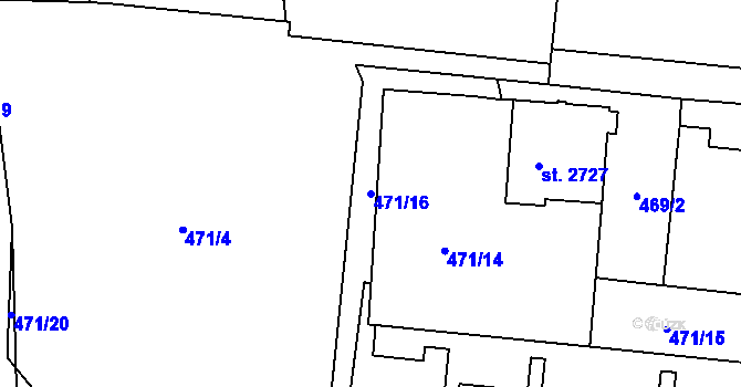 Parcela st. 471/16 v KÚ Vrchlabí, Katastrální mapa