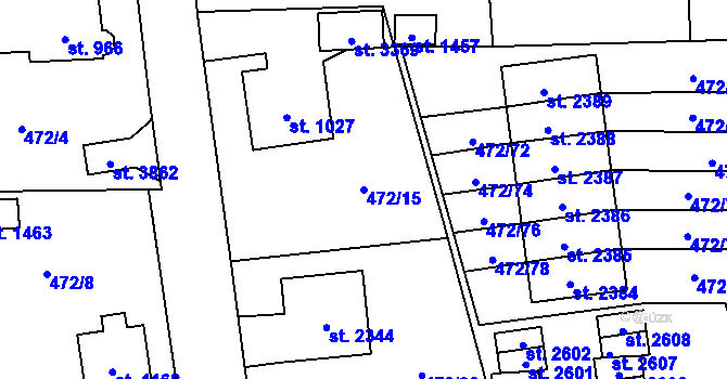 Parcela st. 472/15 v KÚ Vrchlabí, Katastrální mapa