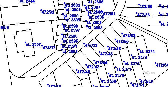 Parcela st. 472/23 v KÚ Vrchlabí, Katastrální mapa