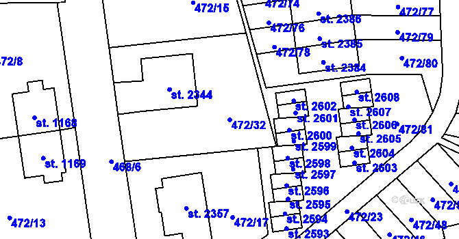 Parcela st. 472/32 v KÚ Vrchlabí, Katastrální mapa