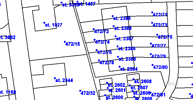 Parcela st. 472/76 v KÚ Vrchlabí, Katastrální mapa