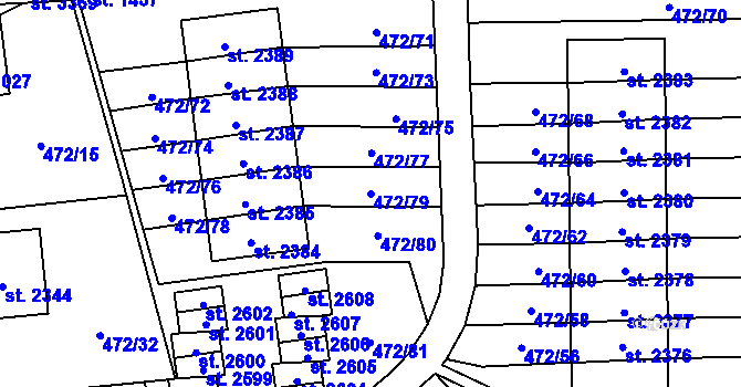 Parcela st. 472/79 v KÚ Vrchlabí, Katastrální mapa