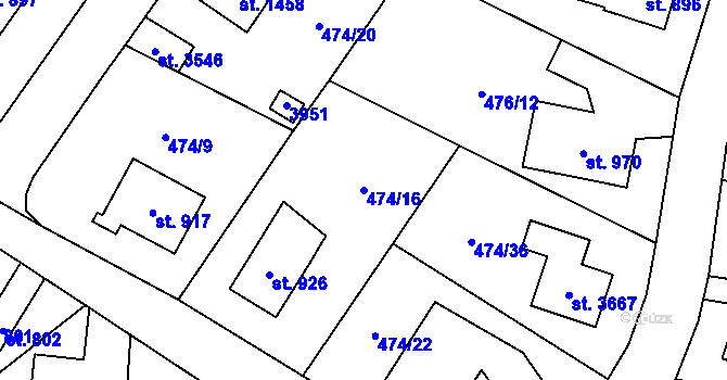 Parcela st. 474/16 v KÚ Vrchlabí, Katastrální mapa