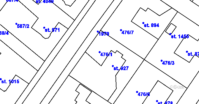 Parcela st. 476/1 v KÚ Vrchlabí, Katastrální mapa