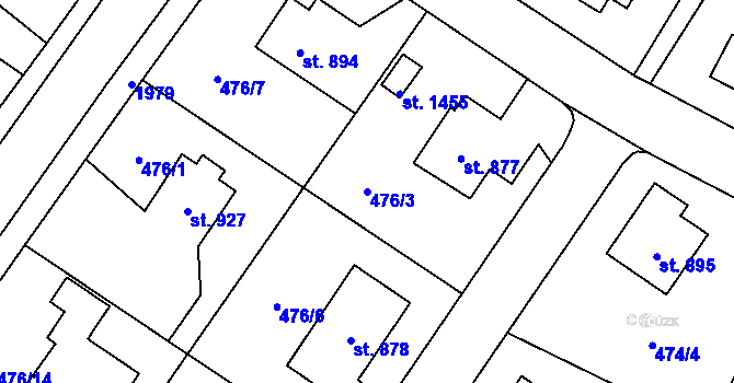 Parcela st. 476/3 v KÚ Vrchlabí, Katastrální mapa