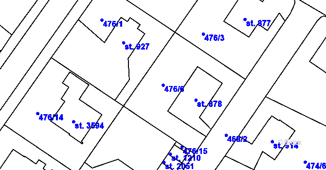 Parcela st. 476/6 v KÚ Vrchlabí, Katastrální mapa