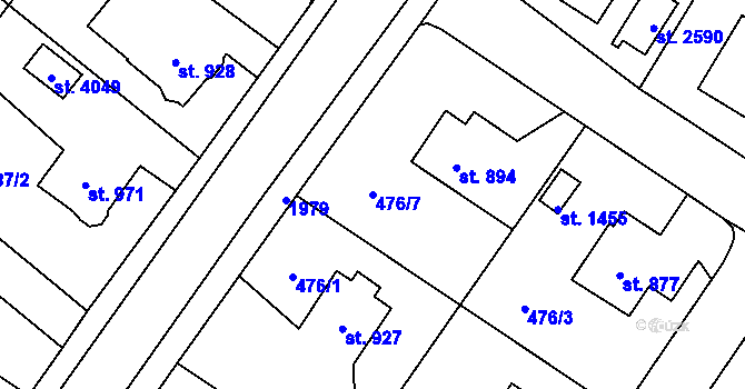 Parcela st. 476/7 v KÚ Vrchlabí, Katastrální mapa