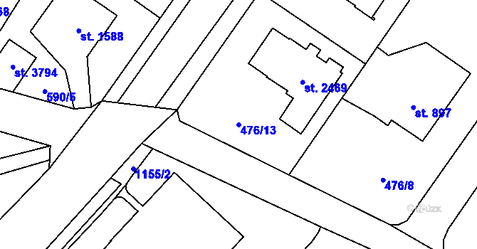Parcela st. 476/13 v KÚ Vrchlabí, Katastrální mapa