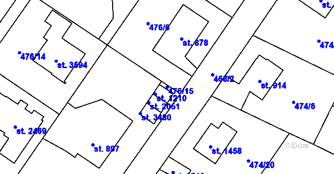 Parcela st. 476/15 v KÚ Vrchlabí, Katastrální mapa