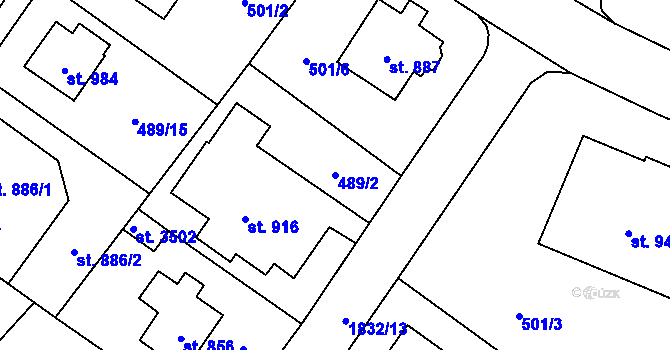 Parcela st. 489/2 v KÚ Vrchlabí, Katastrální mapa