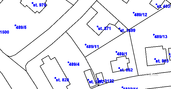 Parcela st. 489/11 v KÚ Vrchlabí, Katastrální mapa