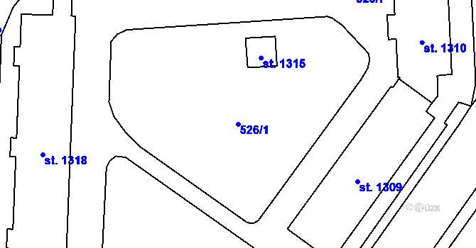 Parcela st. 526/1 v KÚ Vrchlabí, Katastrální mapa