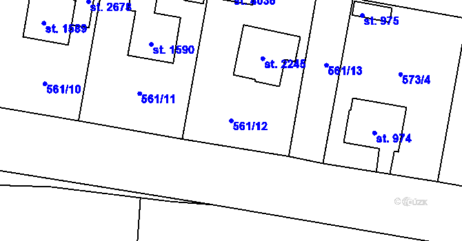 Parcela st. 561/12 v KÚ Vrchlabí, Katastrální mapa