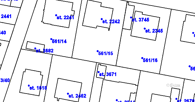 Parcela st. 561/15 v KÚ Vrchlabí, Katastrální mapa