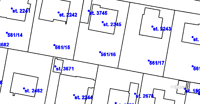 Parcela st. 561/16 v KÚ Vrchlabí, Katastrální mapa
