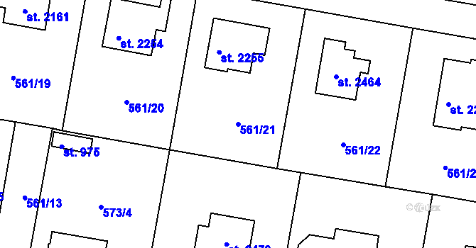 Parcela st. 561/21 v KÚ Vrchlabí, Katastrální mapa