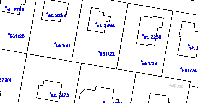 Parcela st. 561/22 v KÚ Vrchlabí, Katastrální mapa