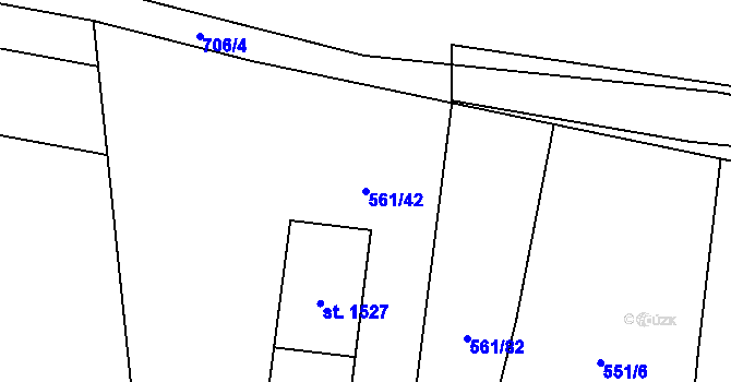 Parcela st. 561/42 v KÚ Vrchlabí, Katastrální mapa