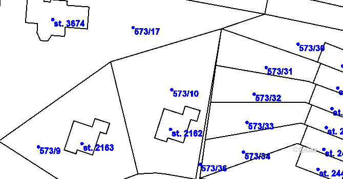 Parcela st. 573/10 v KÚ Vrchlabí, Katastrální mapa