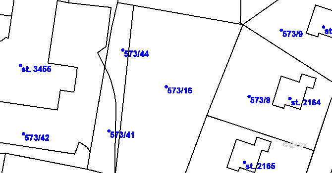 Parcela st. 573/16 v KÚ Vrchlabí, Katastrální mapa