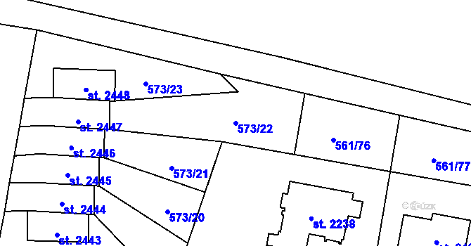 Parcela st. 573/22 v KÚ Vrchlabí, Katastrální mapa