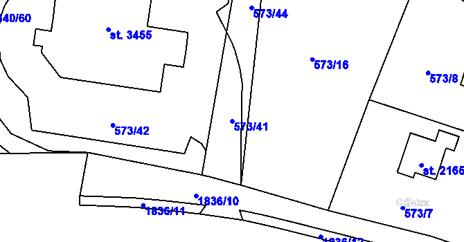 Parcela st. 573/41 v KÚ Vrchlabí, Katastrální mapa