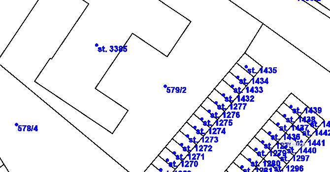 Parcela st. 579/2 v KÚ Vrchlabí, Katastrální mapa