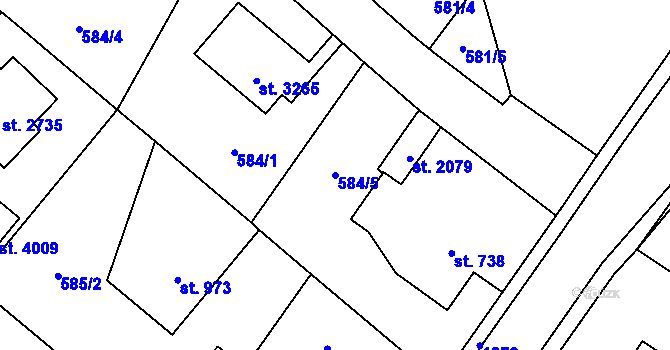 Parcela st. 584/5 v KÚ Vrchlabí, Katastrální mapa