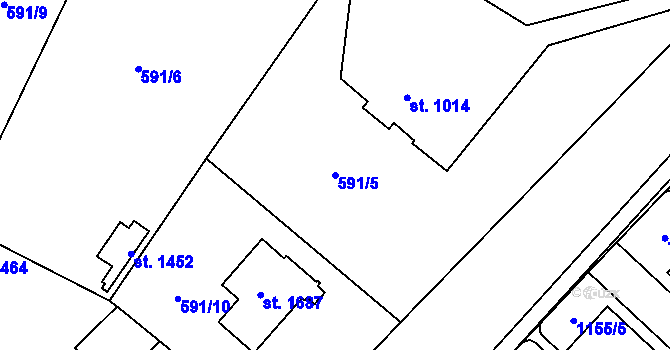 Parcela st. 591/5 v KÚ Vrchlabí, Katastrální mapa