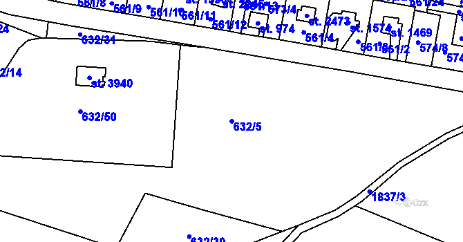 Parcela st. 632/5 v KÚ Vrchlabí, Katastrální mapa