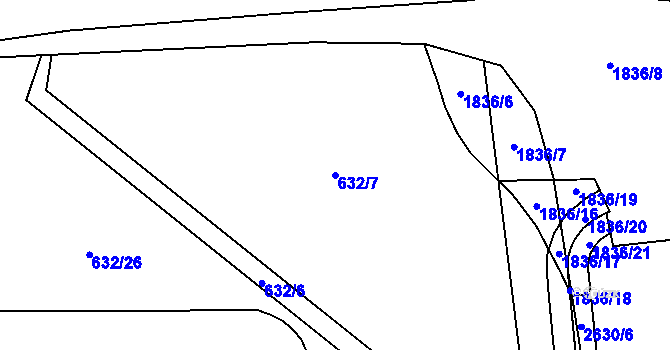 Parcela st. 632/7 v KÚ Vrchlabí, Katastrální mapa