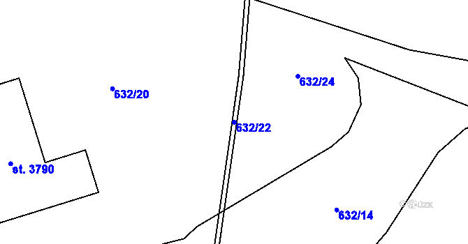 Parcela st. 632/22 v KÚ Vrchlabí, Katastrální mapa