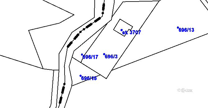 Parcela st. 696/3 v KÚ Vrchlabí, Katastrální mapa