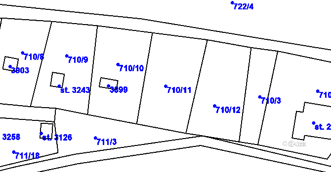 Parcela st. 710/11 v KÚ Vrchlabí, Katastrální mapa