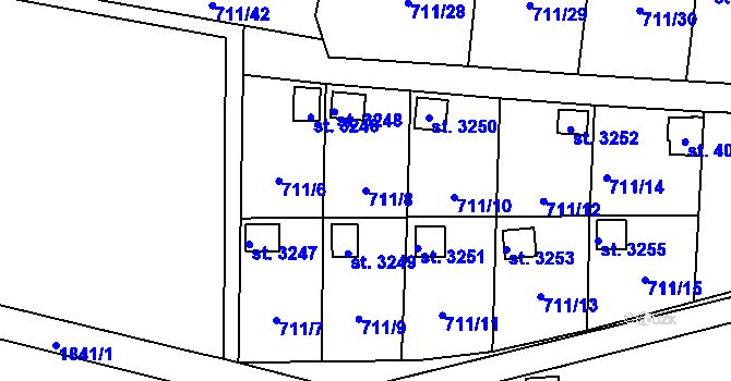 Parcela st. 711/8 v KÚ Vrchlabí, Katastrální mapa