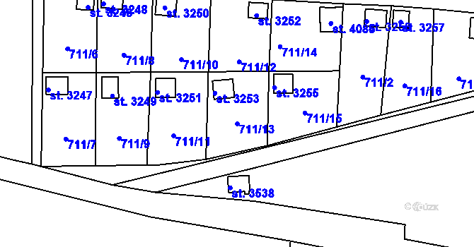 Parcela st. 711/13 v KÚ Vrchlabí, Katastrální mapa