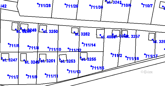 Parcela st. 711/14 v KÚ Vrchlabí, Katastrální mapa