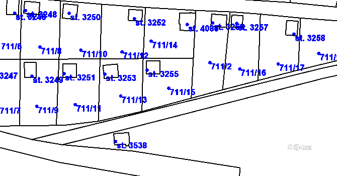 Parcela st. 711/15 v KÚ Vrchlabí, Katastrální mapa