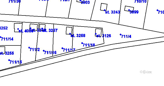 Parcela st. 711/18 v KÚ Vrchlabí, Katastrální mapa