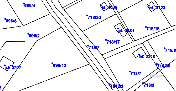 Parcela st. 718/2 v KÚ Vrchlabí, Katastrální mapa