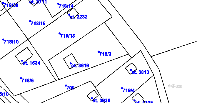Parcela st. 718/3 v KÚ Vrchlabí, Katastrální mapa