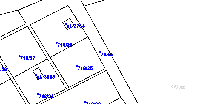 Parcela st. 718/5 v KÚ Vrchlabí, Katastrální mapa