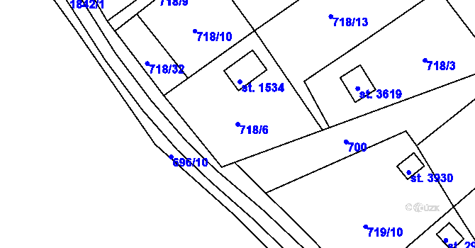 Parcela st. 718/6 v KÚ Vrchlabí, Katastrální mapa