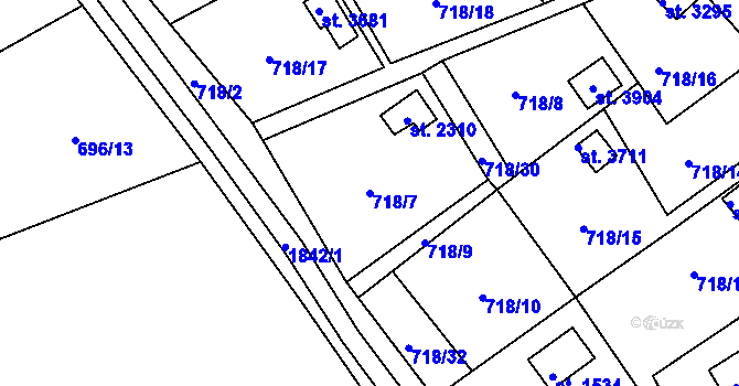 Parcela st. 718/7 v KÚ Vrchlabí, Katastrální mapa