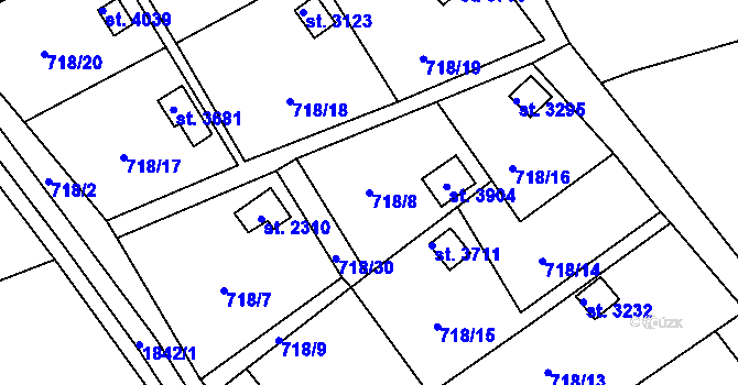 Parcela st. 718/8 v KÚ Vrchlabí, Katastrální mapa